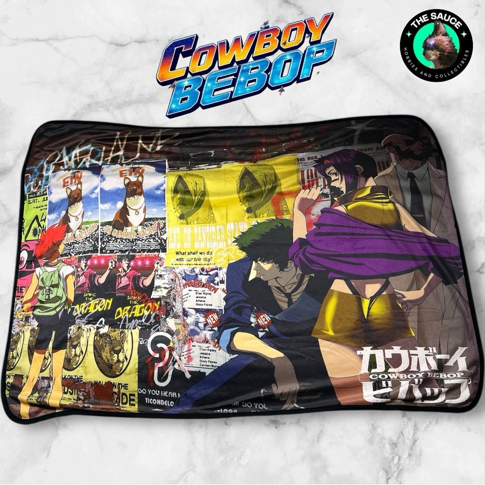 Cowboy Bebop Fleece Throw Blanket Multi Color Anime Spike Faye Jet Ed Ein‎ Large